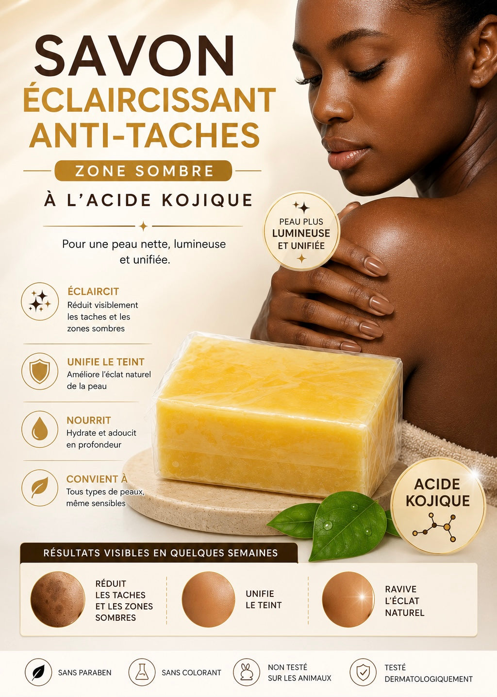 Savon éclaircissant à l’acide kojic
